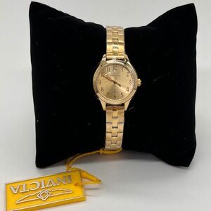 Invicta Wristwatch Gold Tone Stainless Steel Analog Dress Watch NIB Gold